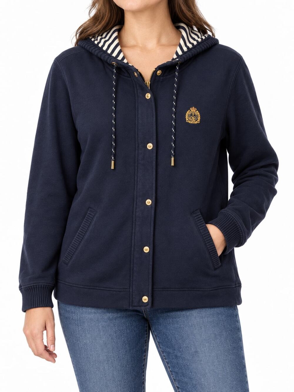 Lauren Jeans Co Ralph Lauren Women's XL Navy Full-Zip Hooded Jacket 100% Cotton